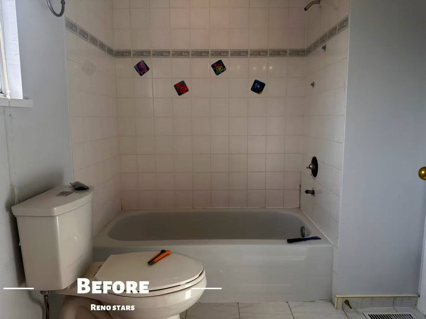 Daughter's Bathroom Renovation with Gray Tiles and Black Fixtures - Before Renovation 2