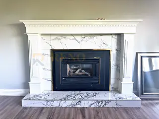 Kitchen Renovation with Waterfall Quartz Island in Coquitlam