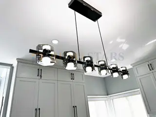 Kitchen Renovation with Waterfall Quartz Island in Coquitlam