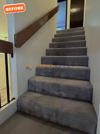 Carpeted stairs before renovation