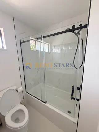 New tub-shower with matte-black fixtures