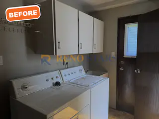 Aging laundry area before renovation